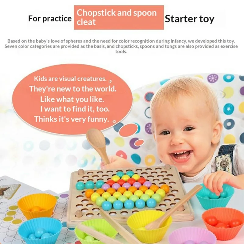 Oy-033 Children Wooden Bead Puzzle Set 77 PCS Color Sorting Game Fine Motor Skills Training Tools