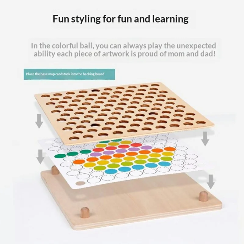 Oy-033 Children Wooden Bead Puzzle Set 77 PCS Color Sorting Game Fine Motor Skills Training Tools