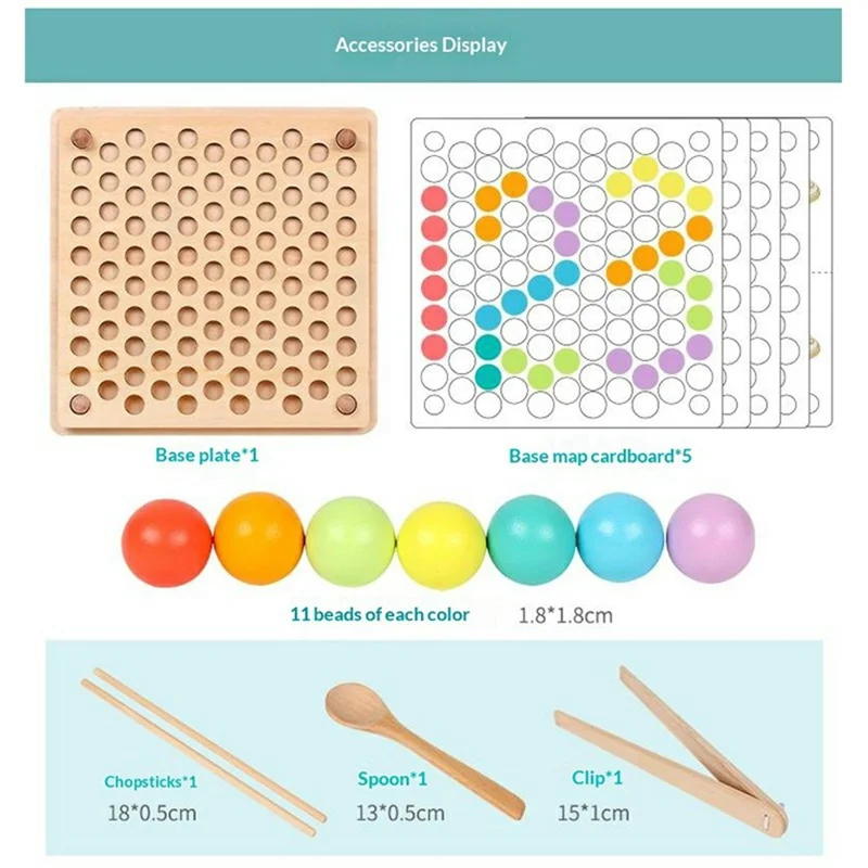 Oy-033 Children Wooden Bead Puzzle Set 77 PCS Color Sorting Game Fine Motor Skills Training Tools