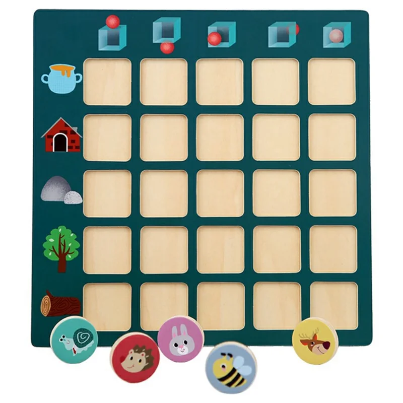 Gioco Educativo per Bambini MWDH-058 Gioco da Tavolo Montessori per il Pensiero Logico Abbinamento di Pattern Animali Cognizione della Direzione
