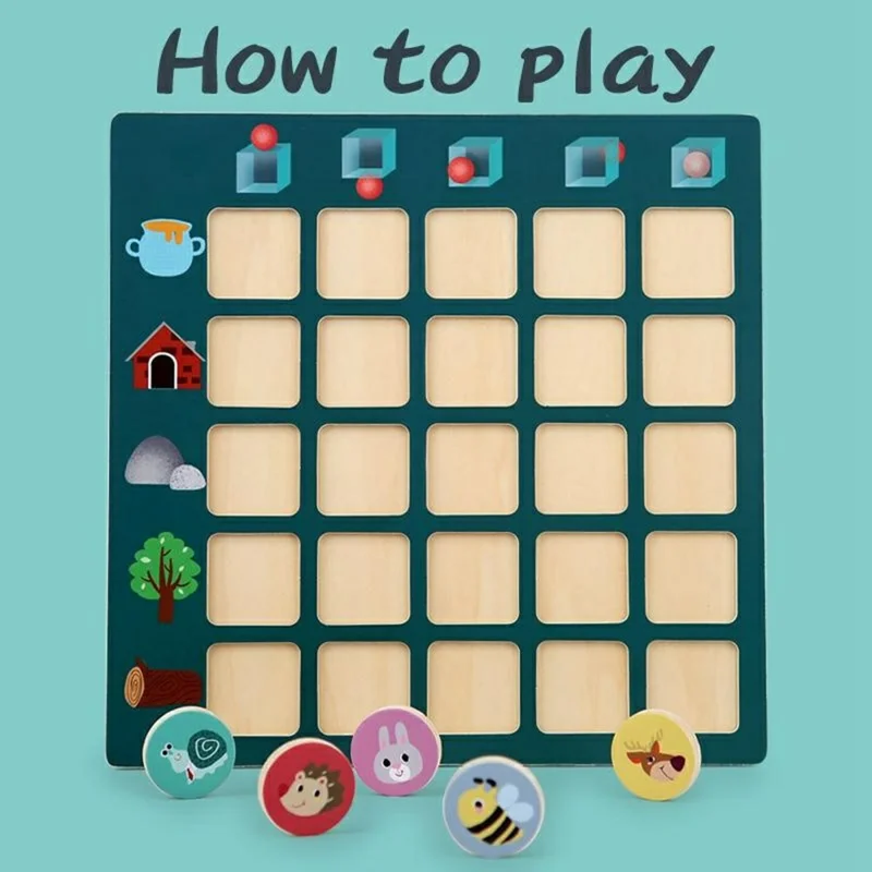 Gioco Educativo per Bambini MWDH-058 Gioco da Tavolo Montessori per il Pensiero Logico Abbinamento di Pattern Animali Cognizione della Direzione