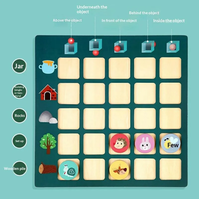 Gioco Educativo per Bambini MWDH-058 Gioco da Tavolo Montessori per il Pensiero Logico Abbinamento di Pattern Animali Cognizione della Direzione