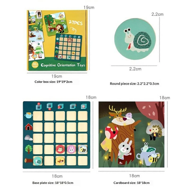 Gioco Educativo per Bambini MWDH-058 Gioco da Tavolo Montessori per il Pensiero Logico Abbinamento di Pattern Animali Cognizione della Direzione