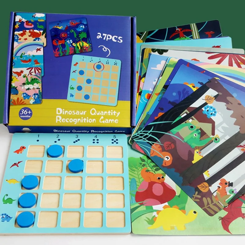 Gioco Educativo MWDH-059 con Disegni di Dinosauri a Cartone per il Riconoscimento della Direzione, Gioco da Tavolo Montessori per il Pensiero Logico dei Bambini