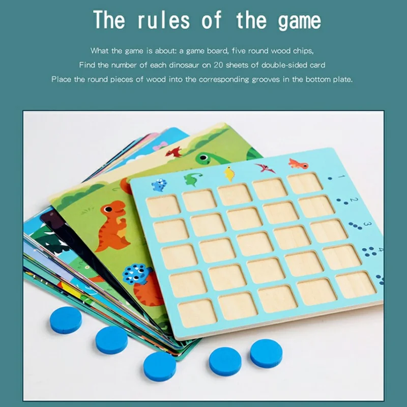 Gioco Educativo MWDH-059 con Disegni di Dinosauri a Cartone per il Riconoscimento della Direzione, Gioco da Tavolo Montessori per il Pensiero Logico dei Bambini