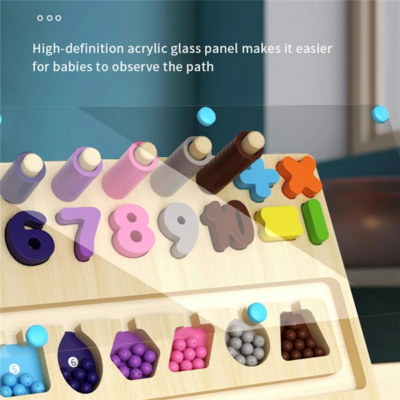 MWDH-010 Multifunctional Wooden Magnetic Counting Ball Toy Color Sorting Number Learning Pen Grip Training Educational Toy for Kids