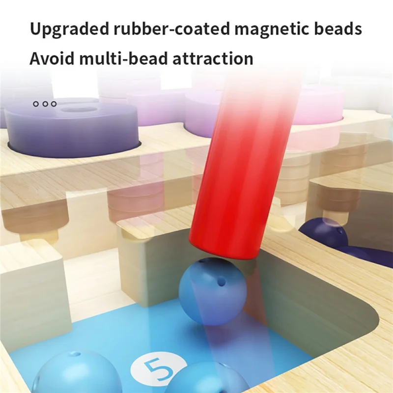 MWDH-010 Multifunctional Wooden Magnetic Counting Ball Toy Color Sorting Number Learning Pen Grip Training Educational Toy for Kids