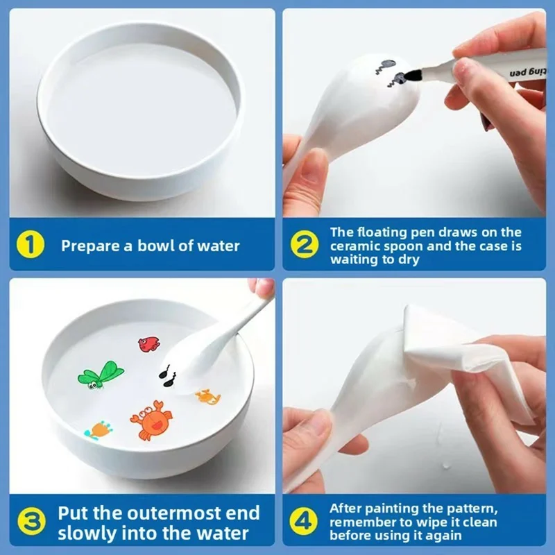 6820 8-teiliges Set Magische Wasser-Kunst-Malstift mit Keramiklöffel Doodle-Spielzeug für Kinder