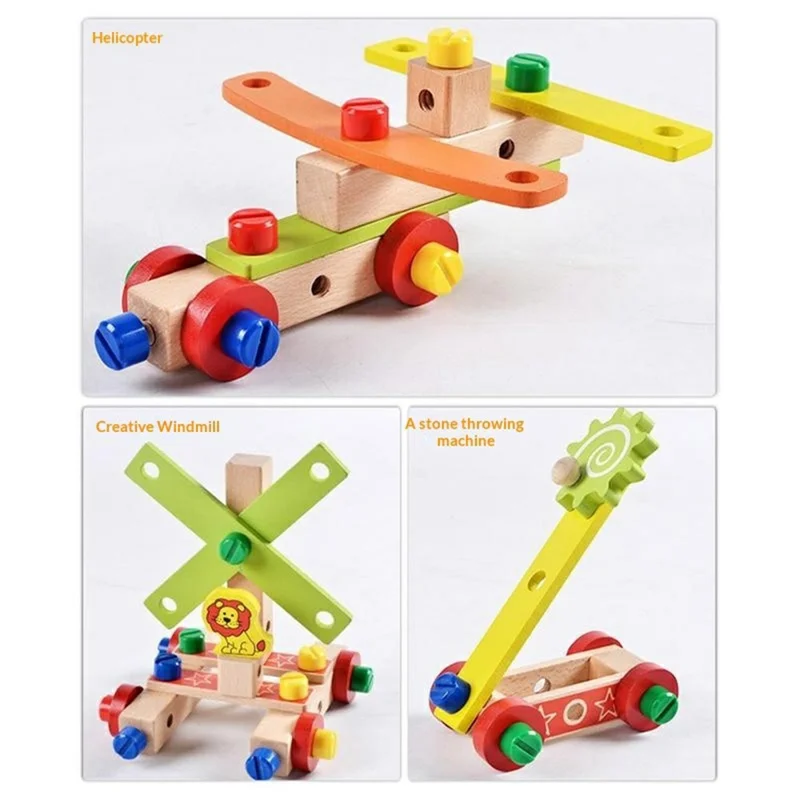 Montessori Assembling Wooden Chair STEM Building Toy Set for Kids Kindergarten Learning Toy - Style A