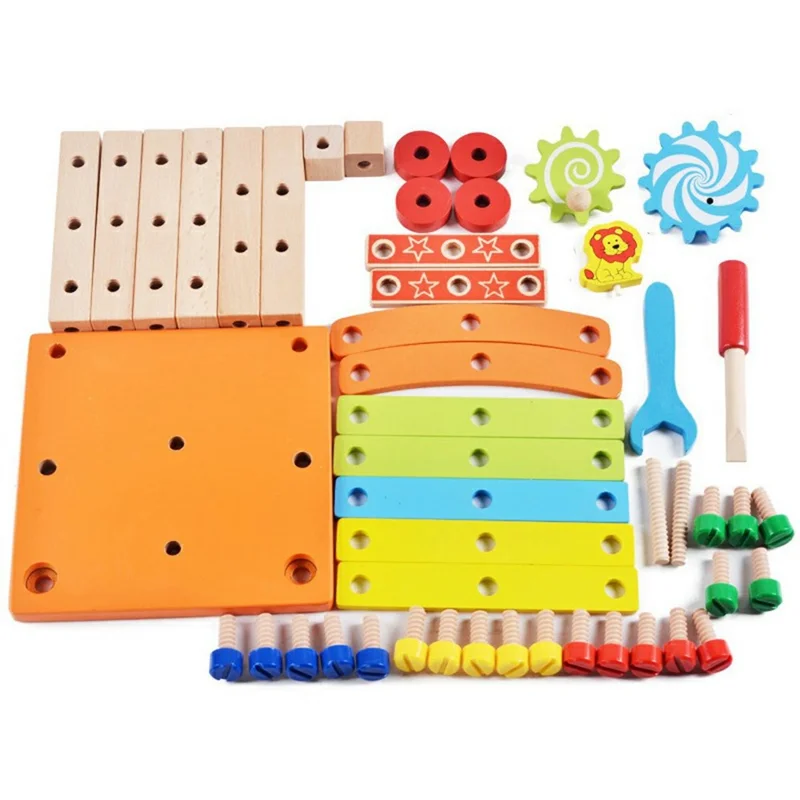 Montessori Assembling Wooden Chair STEM Building Toy Set for Kids Kindergarten Learning Toy - Style A