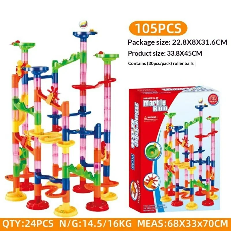 678-7 Ensemble de construction 105 pièces Piste de billes Jouet éducatif STEM Kit de construction de puzzle 3D pour enfants