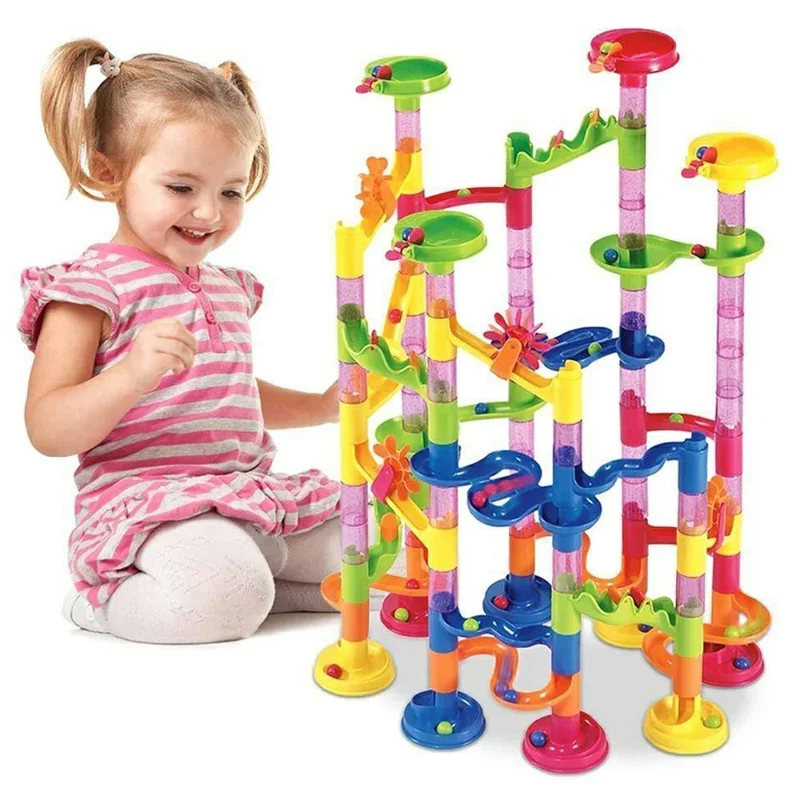 678-7 Ensemble de construction 105 pièces Piste de billes Jouet éducatif STEM Kit de construction de puzzle 3D pour enfants