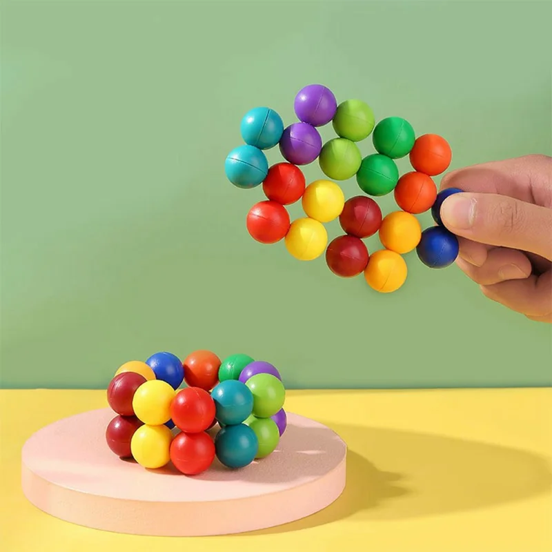 20 Pièces de 2,0 cm, Balle Connectable Arc-en-ciel, Casse-tête 3D, Jouet Éducatif de Construction et de Détente