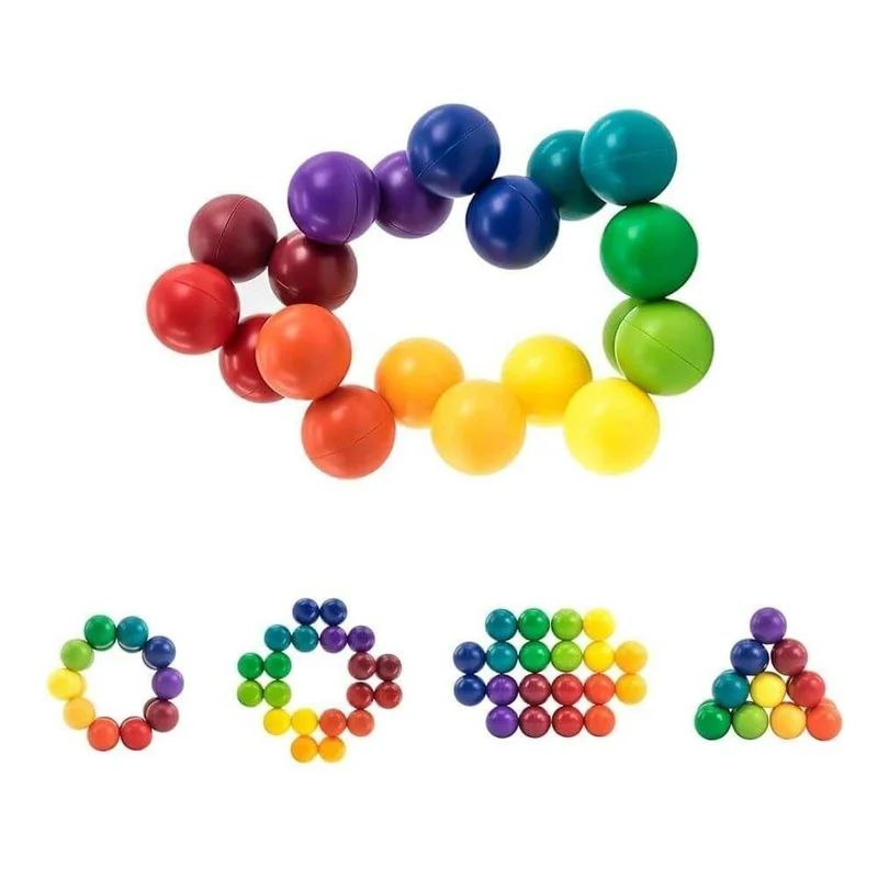 20 Pièces de 2,0 cm, Balle Connectable Arc-en-ciel, Casse-tête 3D, Jouet Éducatif de Construction et de Détente