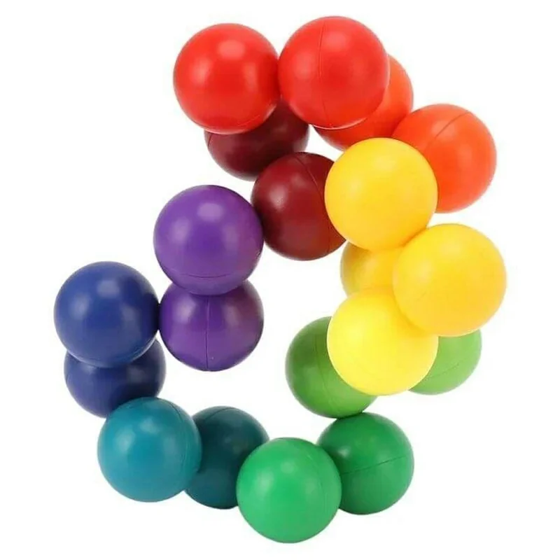 20 Pièces de 2,0 cm, Balle Connectable Arc-en-ciel, Casse-tête 3D, Jouet Éducatif de Construction et de Détente