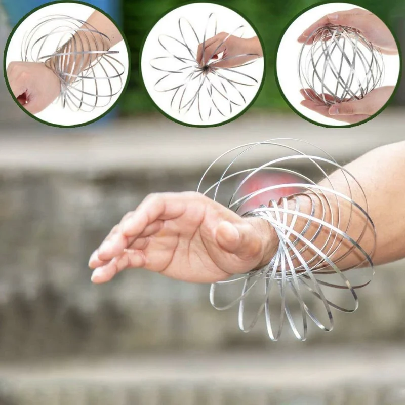 3D Magic Coil Stress Relief Toy Rustfrit Stål Kinetisk Spiral Anti Anxiety Afspændingslegetøj - Sølv