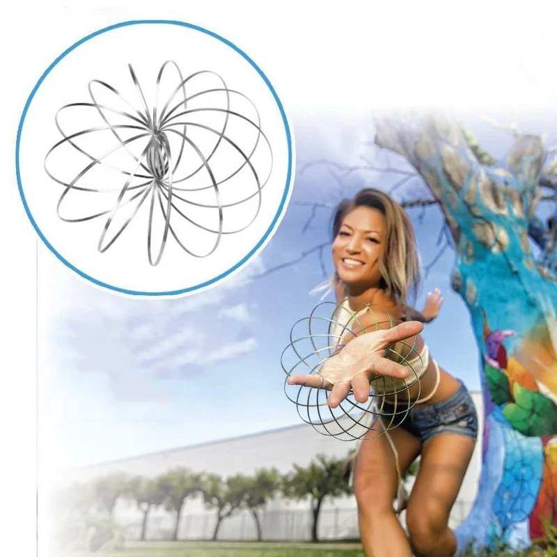 3D Magic Coil Stress Relief Toy Rustfrit Stål Kinetisk Spiral Anti Anxiety Afspændingslegetøj - Sølv