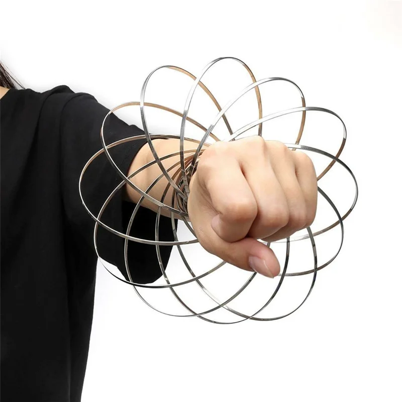 3D Magic Coil Stress Relief Toy Rustfrit Stål Kinetisk Spiral Anti Anxiety Afspændingslegetøj - Sølv