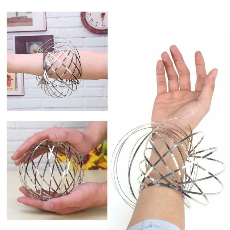 3D Magic Coil Stress Relief Toy Rustfrit Stål Kinetisk Spiral Anti Anxiety Afspændingslegetøj - Sølv