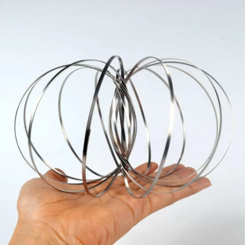 3D Magic Coil Stress Relief Toy Rustfrit Stål Kinetisk Spiral Anti Anxiety Afspændingslegetøj - Sølv