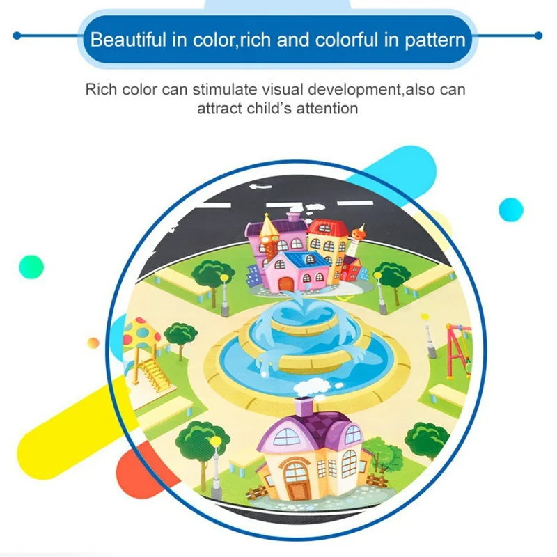 LH001 130 x 100cm Baby Play Mat Waterproof Road Map Educational Rug Toddler Crawling Carpet