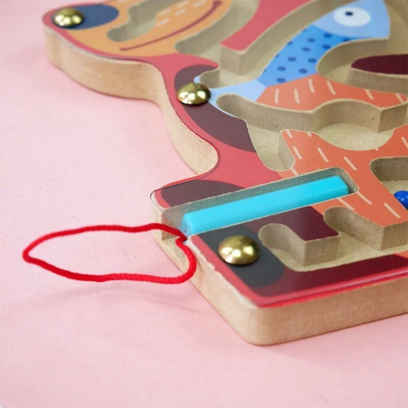Cartoon Bear Design Wooden Magnetic Maze Board Game Educational Toy for Kids