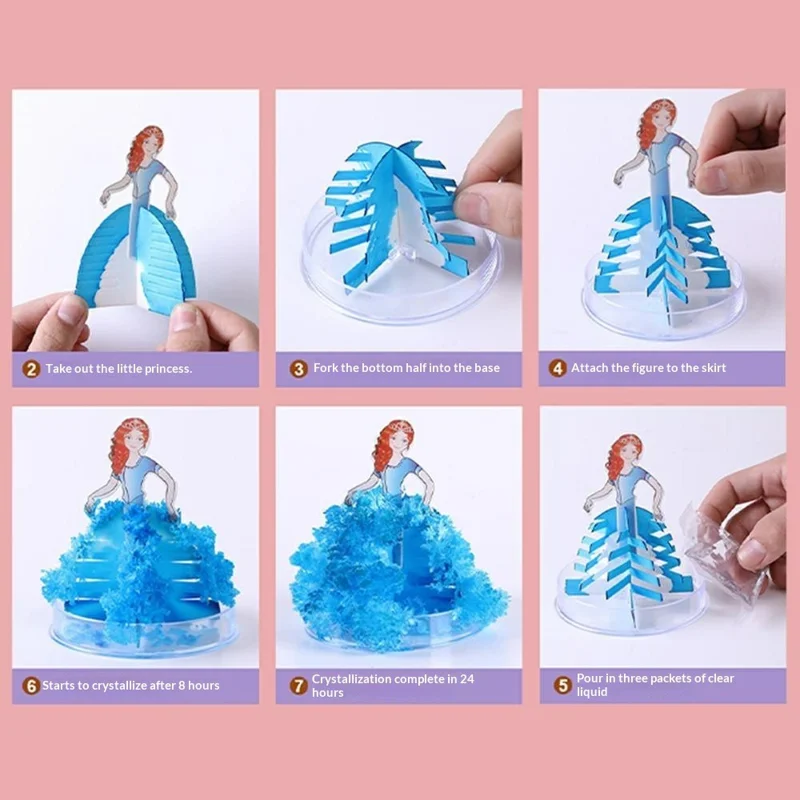 Magic Paper Tree Toy Growing Blossom Tree with Princess Dress Design Tabletop Decor - Blue
