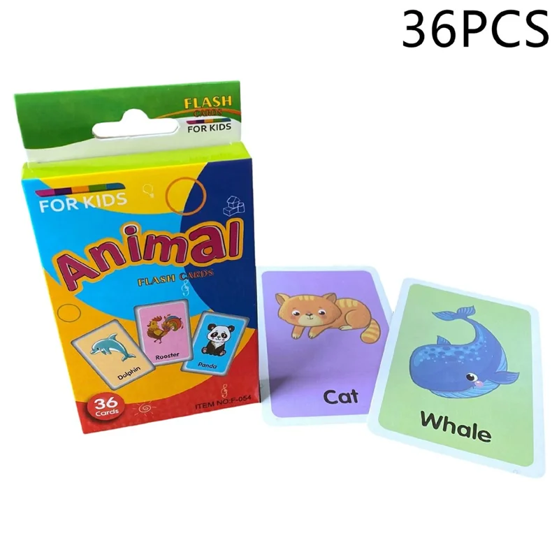 36 Pièces de Cartes Flash Animaux, Cartes Éducatives Bébé pour l'Apprentissage des Mots en Anglais, Développement Précoce