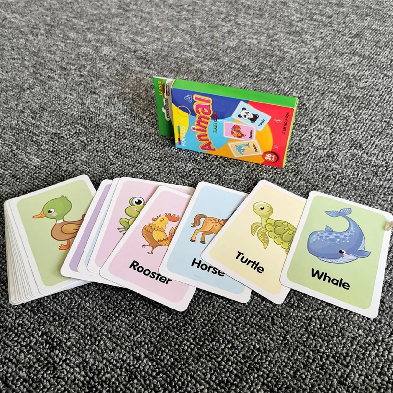 36 Pièces de Cartes Flash Animaux, Cartes Éducatives Bébé pour l'Apprentissage des Mots en Anglais, Développement Précoce