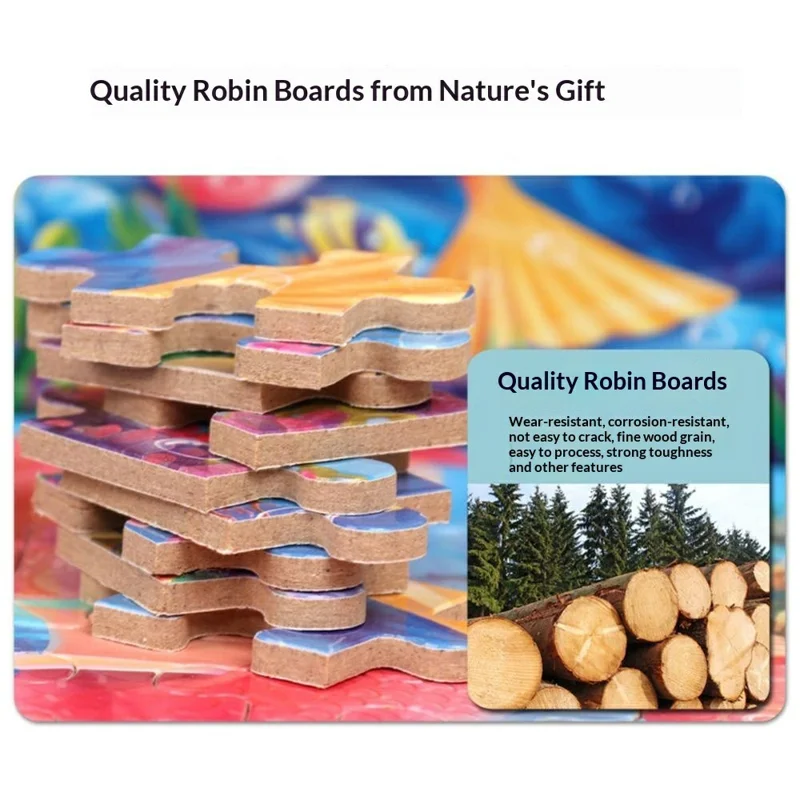 60Pcs / Set Mermaid Theme Wooden Jigsaw Puzzle for Kids Early Learning Educational Toy