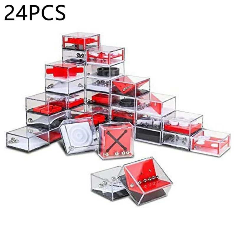 24 pezzi/set Gioco di equilibrio con scatola rompicapo a labirinto a gravità e pallina d'acciaio, giocattolo educativo intelligente per bambini