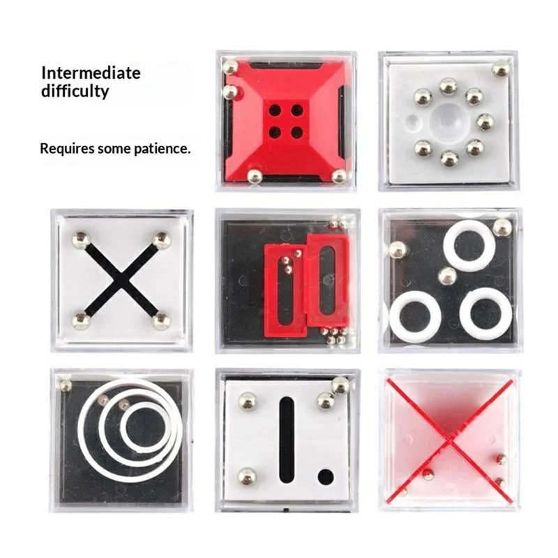 24 pezzi/set Gioco di equilibrio con scatola rompicapo a labirinto a gravità e pallina d'acciaio, giocattolo educativo intelligente per bambini