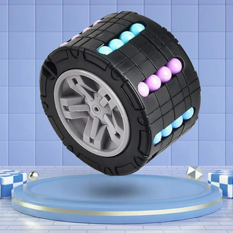 117C Hamburger Cylinder Cube Magical Spinner Bean Puzzle Game Finger Gyro Kids Toy Gift - Red