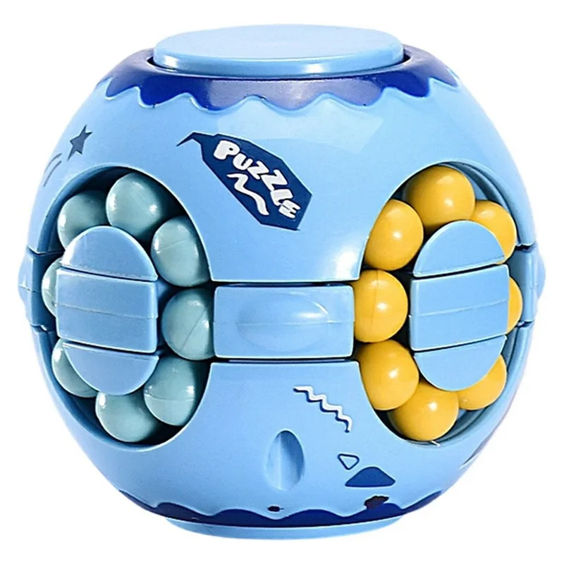 117M Rotate Slide Magic Bean Puzzle Cube Gyro Spinner Toy Fingertips Rotation Games Gift for Kid - Blue