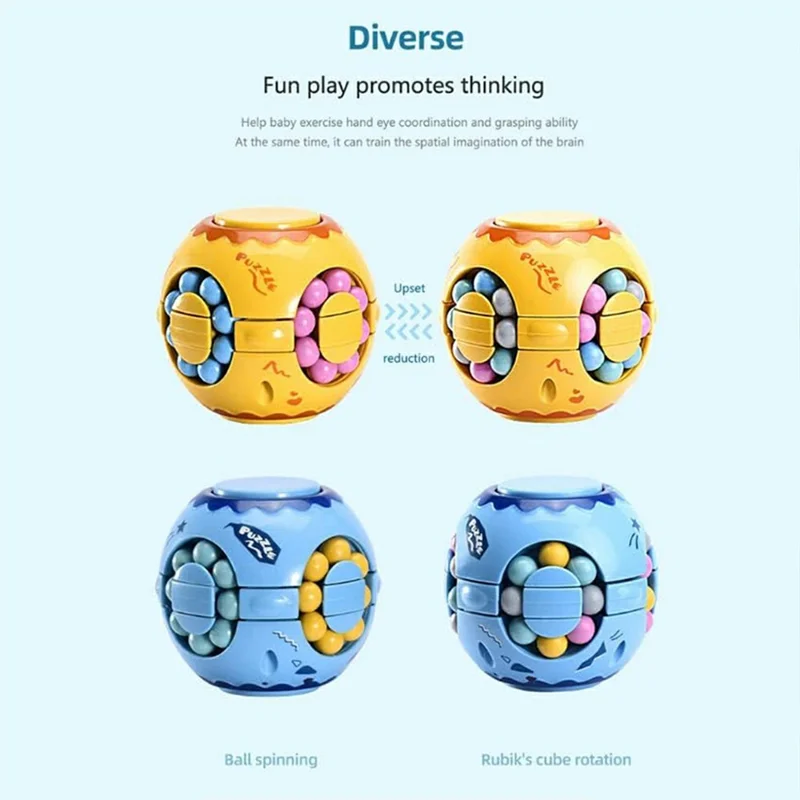 117M Rotate Slide Magic Bean Puzzle Cube Gyro Spinner Toy Fingertips Rotation Games Gift for Kid - Blue