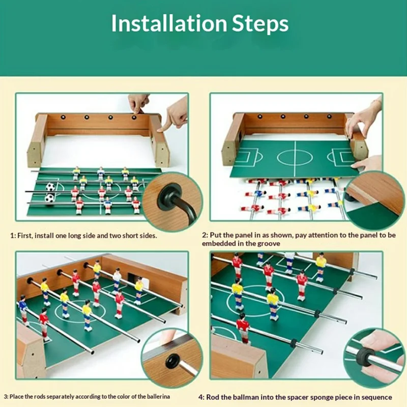 Mini Tavolo da Calcio in Legno per Desktop Gioco Interattivo per Due Giocatori, Giocattolo da Interno 34,5 x 21,5 x 8 cm