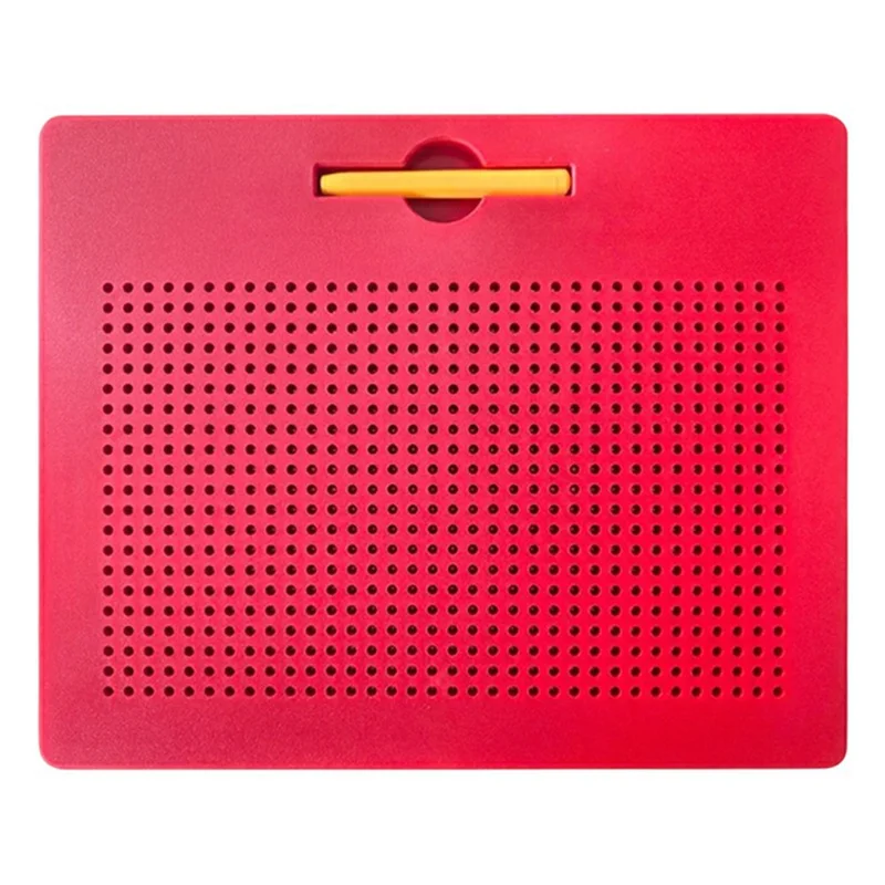 Magnetic Bead Drawing Board 714 Beads Educational Toy Reusable Writing Pad Large Size with Magnetic Stylus - Red