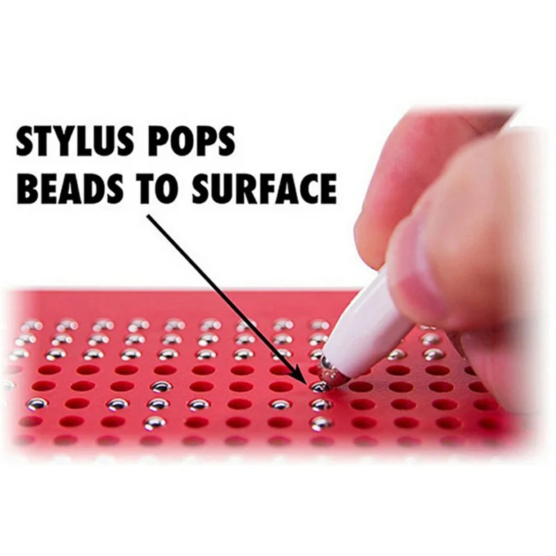 Magnetic Bead Drawing Board 714 Beads Educational Toy Reusable Writing Pad Large Size with Magnetic Stylus - Red