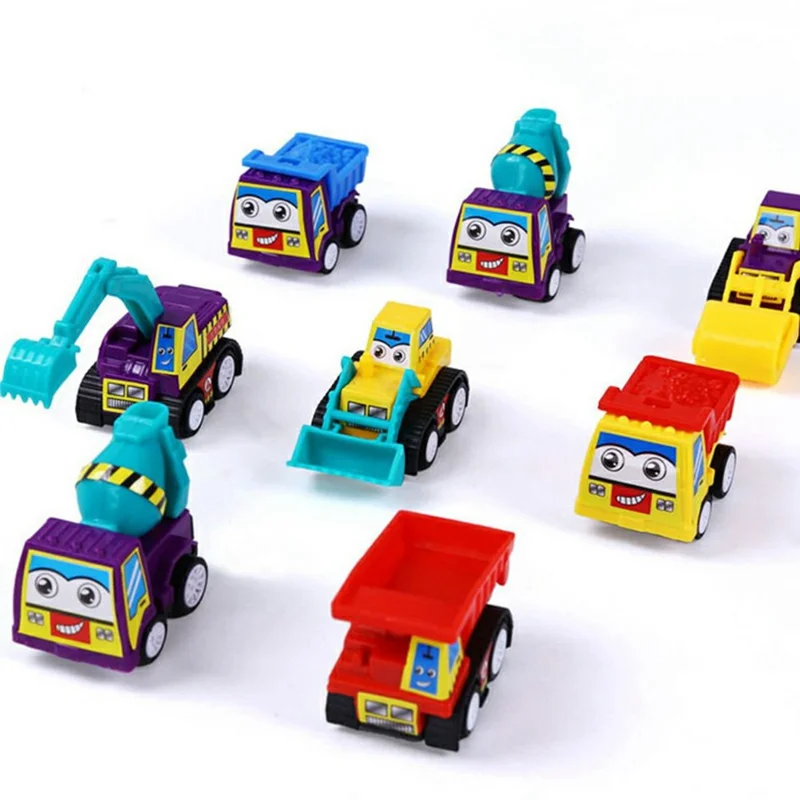6 Pcs Set Children Construction Vehicle Toy Pull Back Cars Cartoon Engineering Trucks Educational Playset Gift