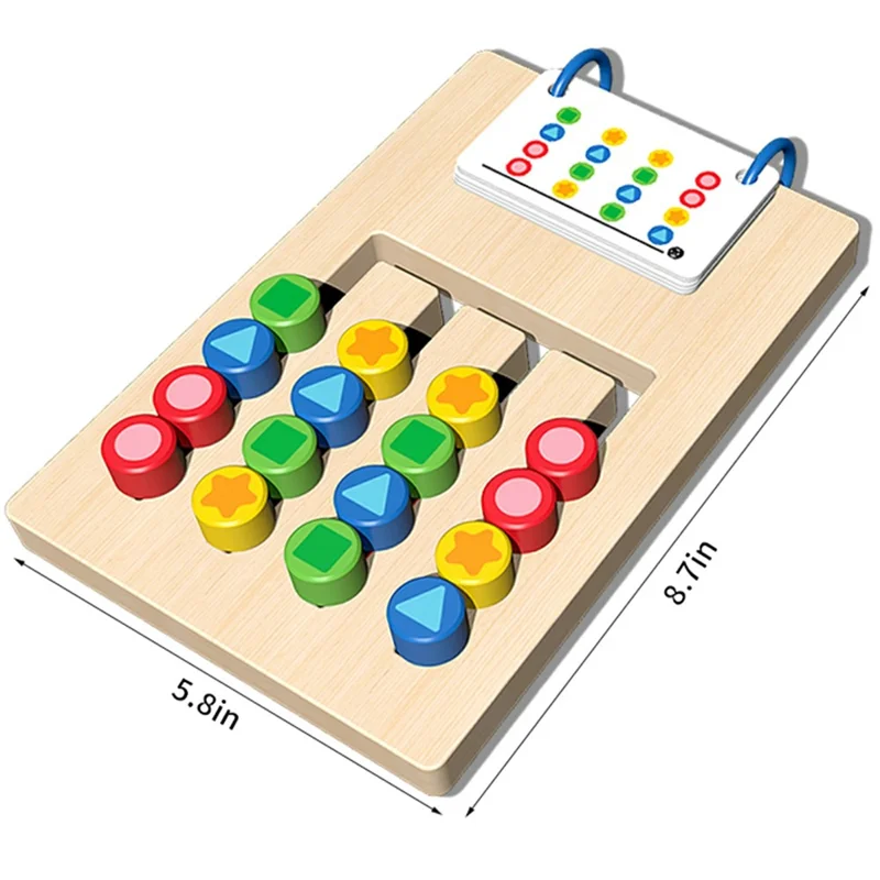 Gioco educativo in legno MWDH-2406 per l'infanzia, abbinamento di quattro colori e forme, giocattolo per lo sviluppo cognitivo e l'apprendimento precoce