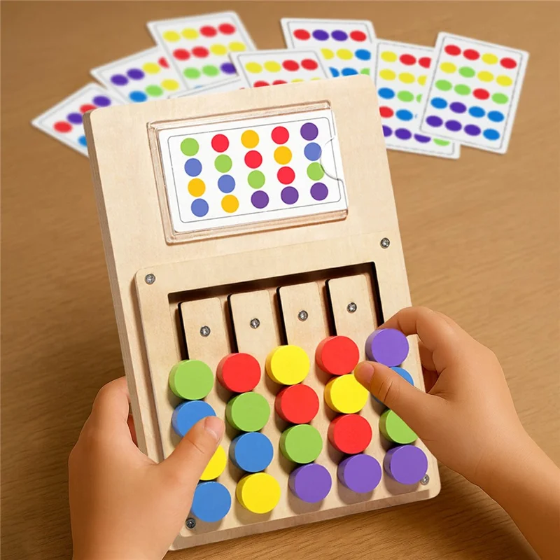 MWDH-2510 Gioco di Abbinamento Colore Cinque Colori, Tavola Logica in Legno Montessori, Giocattolo Educativo per lo Sviluppo Cognitivo