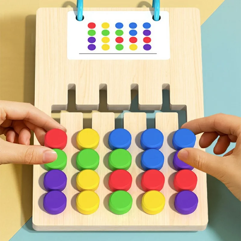 Gioco Educativo in Legno MWDH-2512 Abbinamento di Cinque Colori, Composizione di Lettere e Parole, Gioco Logico per Bambini
