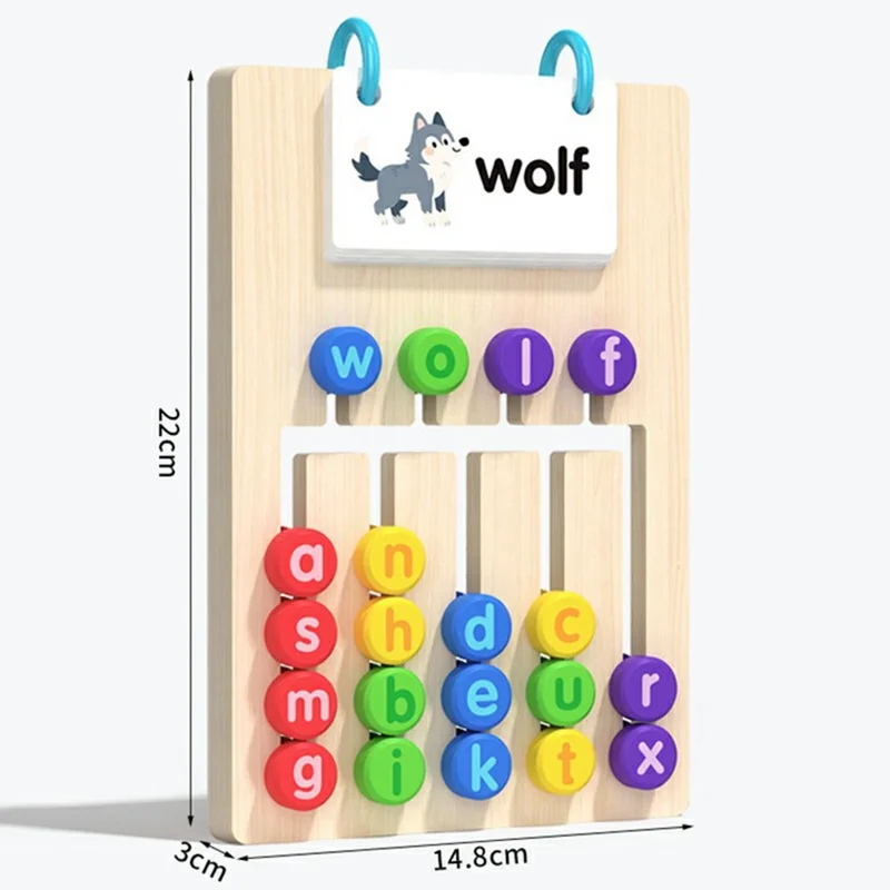 Gioco Educativo in Legno MWDH-2512 Abbinamento di Cinque Colori, Composizione di Lettere e Parole, Gioco Logico per Bambini