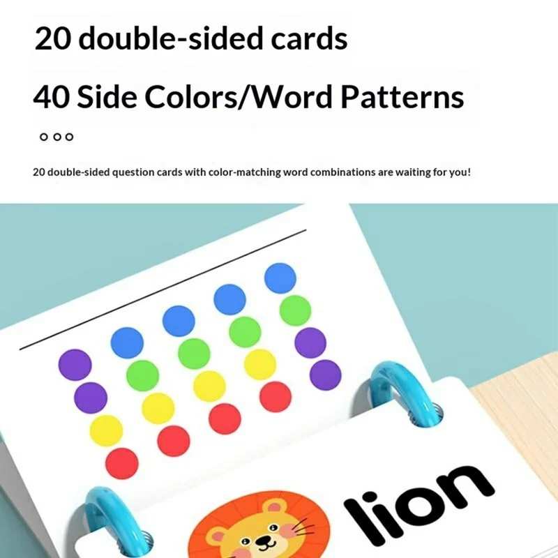 Gioco Educativo in Legno MWDH-2512 Abbinamento di Cinque Colori, Composizione di Lettere e Parole, Gioco Logico per Bambini