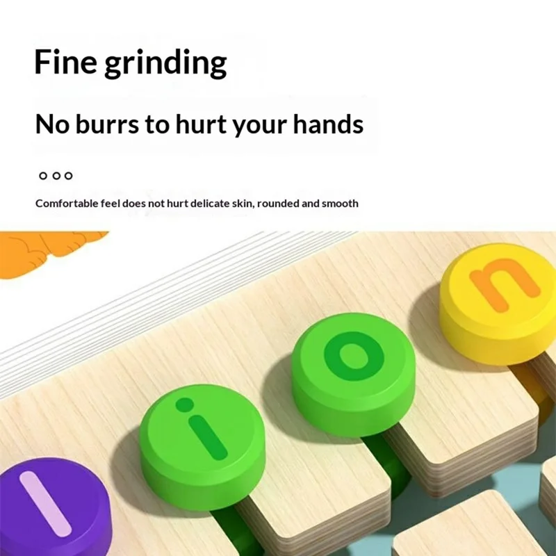 Gioco Educativo in Legno MWDH-2512 Abbinamento di Cinque Colori, Composizione di Lettere e Parole, Gioco Logico per Bambini