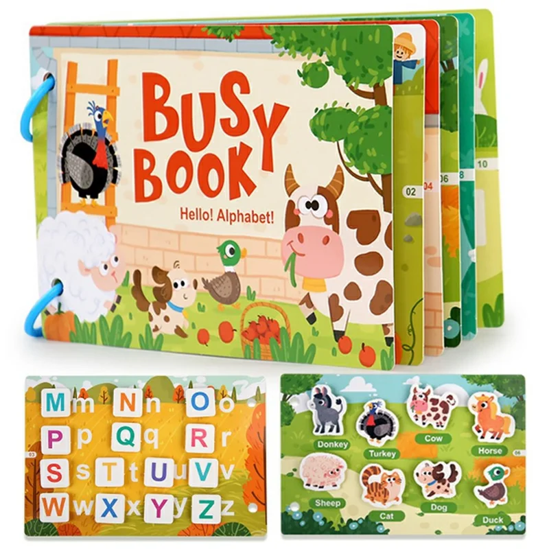 Libro Occupazionale Riutilizzabile con Strappo e Attacca per il Primo Apprendimento, Libro Attività con Nastro Magico, Giocattolo Educativo Silenzioso - 557