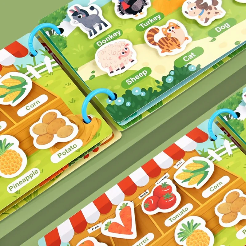 Libro Occupazionale Riutilizzabile con Strappo e Attacca per il Primo Apprendimento, Libro Attività con Nastro Magico, Giocattolo Educativo Silenzioso - 557