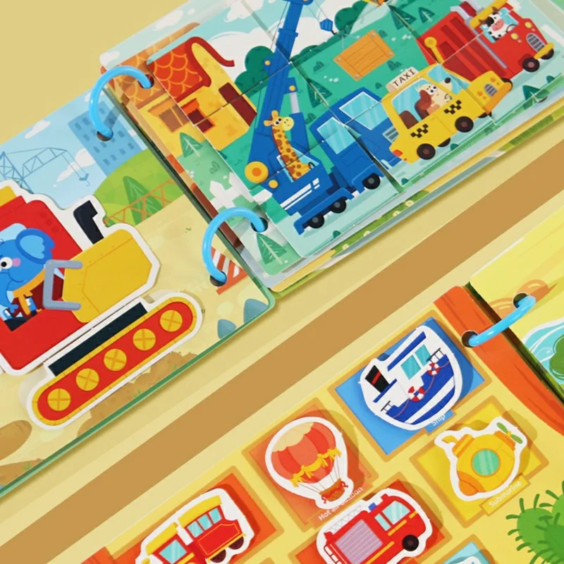 Libro Occupazionale Riutilizzabile con Strappo e Attacca per il Primo Apprendimento, Libro Attività con Nastro Magico, Giocattolo Educativo Silenzioso - 557