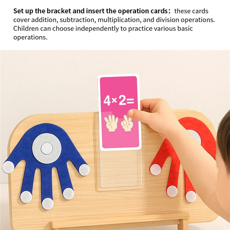 Juego Educativo de Matemáticas con Dedos de Madera MWDH-2517, Juguete Educativo para Aprender Números, Regalo para Niños - Multicolor