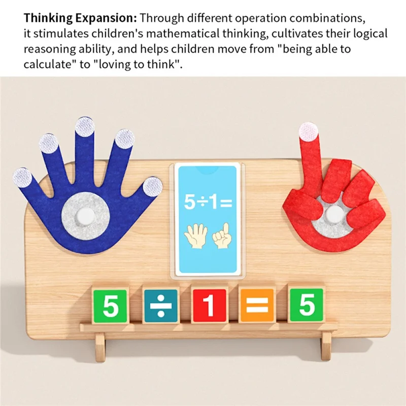 Juego Educativo de Matemáticas con Dedos de Madera MWDH-2517, Juguete Educativo para Aprender Números, Regalo para Niños - Multicolor